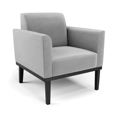 Imagem de Poltrona Base De Madeira Fixa Preto Marisa Suede - D'Rossi Cinza