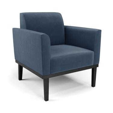 Imagem de Poltrona Base De Madeira Fixa Preto Marisa Suede - D'Rossi Azul Marinho