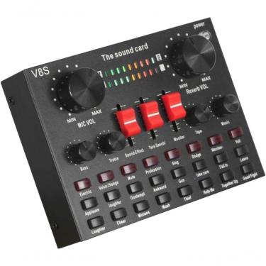 Imagem de Mesa V8s Placa De Som, Transmissão Ao Vivo De áudio Bluetooth Interface Usb Placa De Som Externa