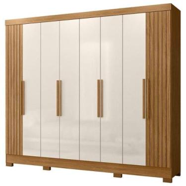 Imagem de Guarda Roupa Casal 6p 236 Cm Diplomata Freijo Off White Friso Moval - 