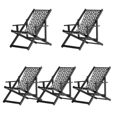 Imagem de Kit 5 Espreguiçadeiras Dobrável Black Cb-triang Preto
