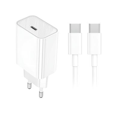 Imagem de Fonte 20W Fast Charge com Cabo Tipo-C – Velocidade Máxima e Proteção Completa - Branco