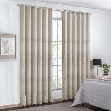 Imagem de Cortina Liz Bordada para Varão Simples 3,00m x 2,60m com Forro 100% Po