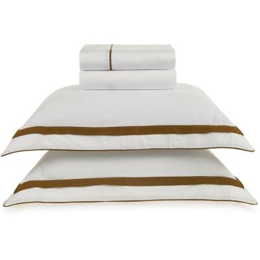 Imagem de Jogo de Cama Karsten Lara 300 Fios 4 Peças Queen Branco