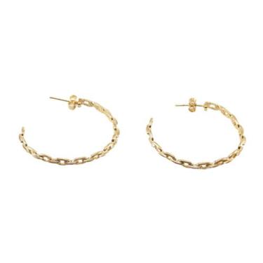 Imagem de Brinco Argola Estilo Corrente Banho Ouro 18k - Kadoka Joias, P