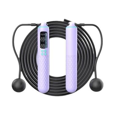 Imagem de Corda De Pular Ajustável USB Recarregável Com Contador Digital De Calo