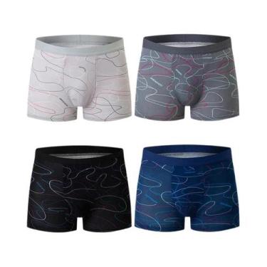 Imagem de Cuecas Boxer Estampadas Masculinas plus Size, Kit Com 4 Peças, Confort