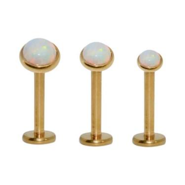 Imagem de Piercing De Aço Cirúrgico Com Pedra Opala Para Nariz, Labret, Hélice, 