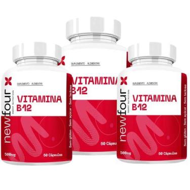 Imagem de Vitamina B12 Kit Com 3 Potes Com Total De 180 Capsulas - New Four