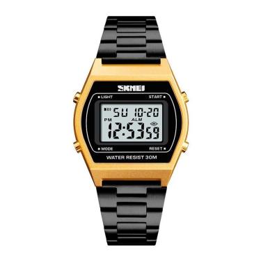Imagem de Relógio Feminino Skmei Digital 1328 Preto e Dourado-Feminino
