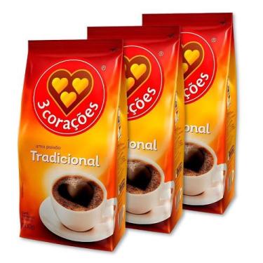 Imagem de Café Três Corações Tradicional Moído Kit 3 Pacotes 500g