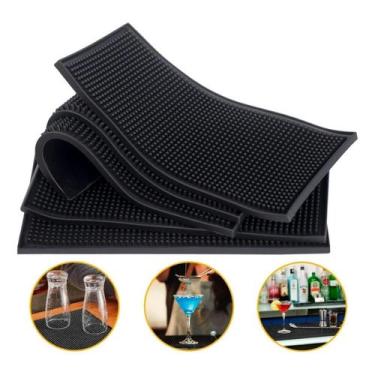 Imagem de Tapete Escorredor De Copos E Louças Silicone 60x15 Bancada Preto - Mim