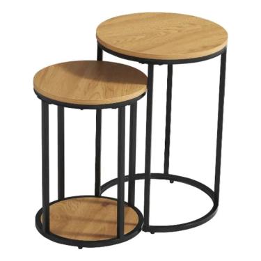 Imagem de Mesa Lateral Redonda Double Encaixe Compact Madeira - Rio