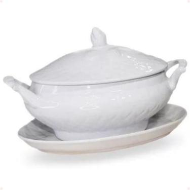 Imagem de Kit 1022/1023 Sopeira oval sem pé com asa com prato - - NoBrand, branc