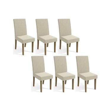 Imagem de Cadeira Sala de Jantar 2CAD131FR Kit 6 Un Freijó/Linho Bege A019 - Kappesberg