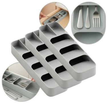 Imagem de 3 Organizadores Porta Talher Com 5 Divisórias Separador Gaveta - Lyor