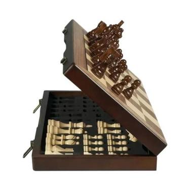 Imagem de Conjunto De Xadrez Magnético De Madeira De 15,47 Polegadas Com 2 Rainh