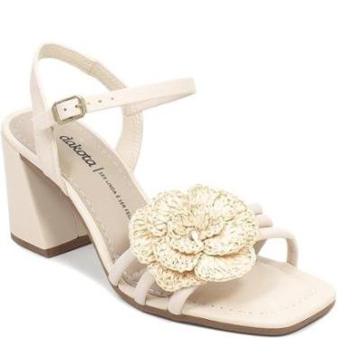 Imagem de Sandália Salto Bloco Flor Fivela Bico Quadrado Dakota Y9804-Feminino