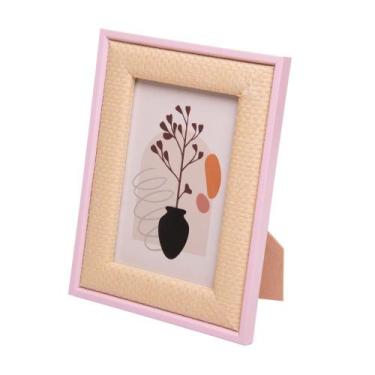 Imagem de Porta-Retrato Trançado Rústico 10cm x 15cm Rosa MDF - Wolff