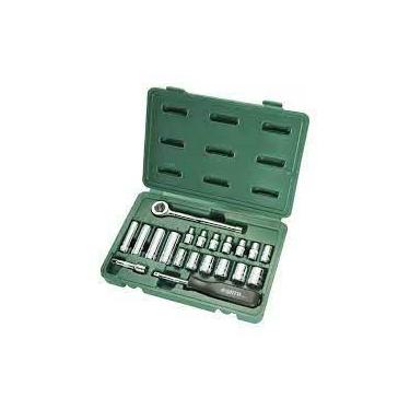 Imagem de Jogo Soquete Sextavado Catraca 1/4 Profissional 20 Pcs Sata