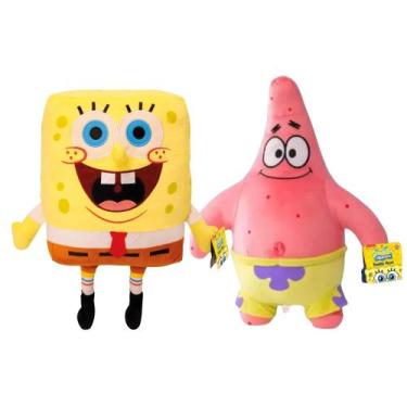 Imagem de Kit Brinquedos Infantis Pelúcias Bob Esponja e Patrick Estrela 45cm Po
