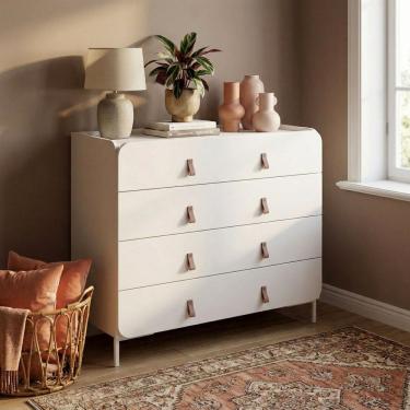 Imagem de Cômoda com 4 Gavetas e 8 Puxadores Curve Branco
