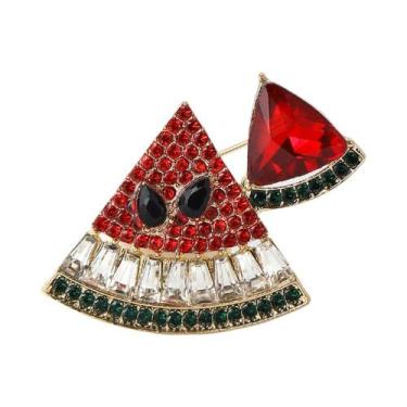 Imagem de Broche de Romã e Melancia com Strass - Presente para Festa, Vermelho44