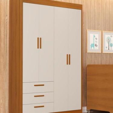 Imagem de Guarda-roupa para Quarto de Bebê 4 Portas e 3 Gavetas Zaki Areia Fosco