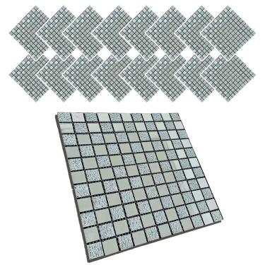 Imagem de Pastilha De Vidro Kit 16 Uni Autocolante Parede Cozinha Banheiro Decorativa Facil Aplicacao Requinte Reforma Moderna