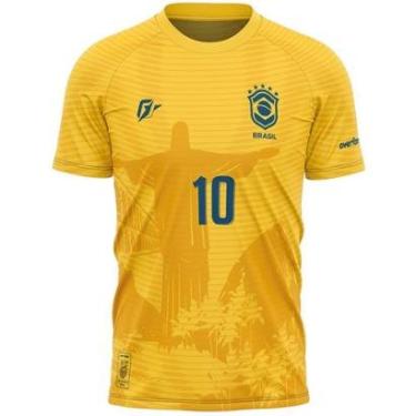 Imagem de Camiseta Filtro UV Brasil Canarinho Amarelo Cristo Redentor-Masculino