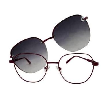 Imagem de Óculos de Grau com Clip On Solar Magnético 2 em 1 Proteção UV-Unissex