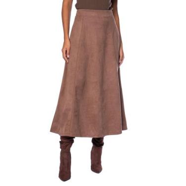 Imagem de Saia Longa Feminina Giraffe em Suede Marrom, Marrom, M