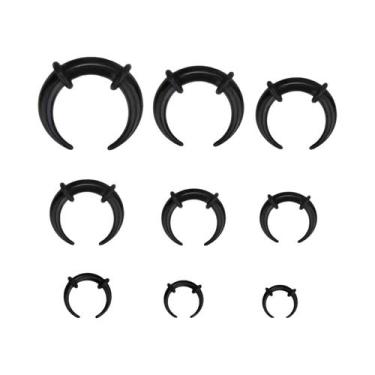 Imagem de Conjunto De Alargadores De Orelha E Argolas De Septo Em Acrílico Preto