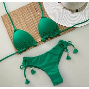 Imagem de Biquini Cortininha com Calcinha Fio Duplo - Nayklê Moda Praia, Verde b