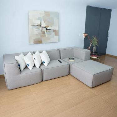 Imagem de Sofá Modular Flow 3 Lugares Com 2 Braços 1 Chaise Inflow Boucle Linho 