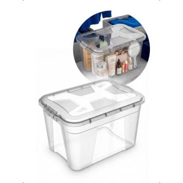 Imagem de Caixa Organizadora 12L Multiuso Transparente C/ Tampa Trava - - Klizz,