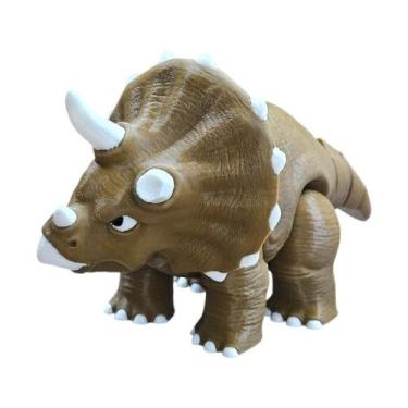 Imagem de Triceratops Articulado 3D Dinossauro Realista - Garcia 3D, Marrom