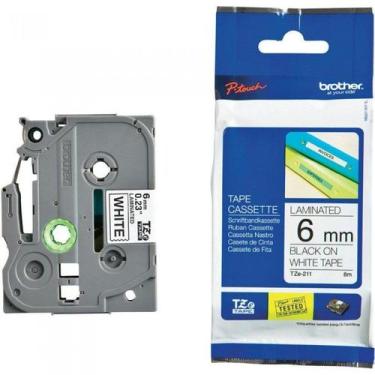 Imagem de Fita rotuladora brother 6mm tze-211 preto no branco original