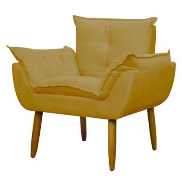 Imagem de Poltrona Decorativa para Consultório Opala Suede Herrero, Amarelo
