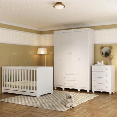 Imagem de Quarto de Bebê Completo com Berço Americano 3 em 1 para Colchão 130x70