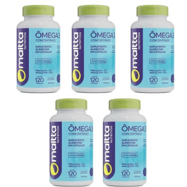 Imagem de Kit 5 Ômega 3 EPA-DHA 1000mg 5x120 cápsulas Maltta-Unissex