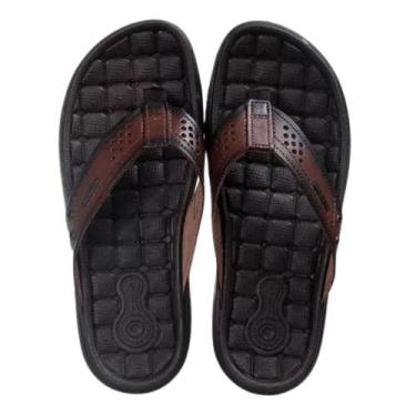 Imagem de Chinelo Masculino Pegada De Dedo Couro Amortech Cravo Marrom, Cravo, 4