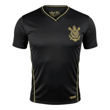 Imagem de CAMISETA CORINTHIANS GOLA V DOURADA SÍMBOLO DOURADO LICENCIADO-Masculino