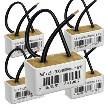 Imagem de Kit 5 capacitor 2 fios metalizado 3 uf x 250/300/400v quadradro trio