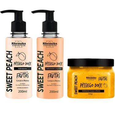 Imagem de Kit Sabonete + Esfoliante + Hidratante Rhenuks Rotina Corpo e Rosto Pe