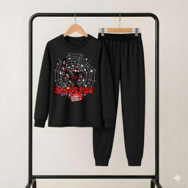 Imagem de Conjunto Kit Spider Man Miles Morales Camisa Manga Longa + Calça Molet