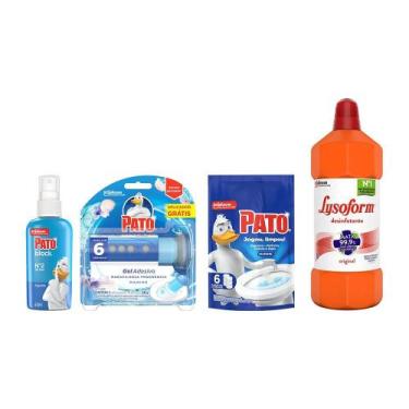 Imagem de Kit Limpeza Sanitária Pato Block Algodão 60ml + Gel Adesivo Marine 38g