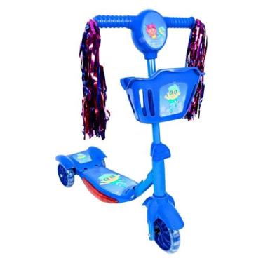 Imagem de Patinete Infantil Azul 3 Rodas Cestinha com Som e Luz - Importado