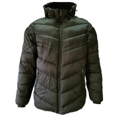 Imagem de Jaqueta Masculina Puffer Broken Rules com Zíper Capuz Removível, Verde