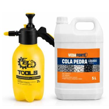 Imagem de Kit Cola Pedra Incolor 5L Veda Forte Com Pulverizador 2L - Nilo-import